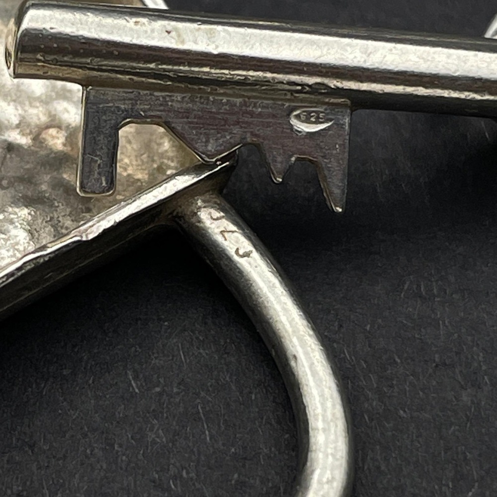 Chunky Sterling Silver Heart Lock Key Toggle Necklace Statement Jewelry - Picture 6 of 10